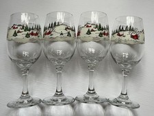 Libbey Arby's White Christmas Winter Village Wine Glasses Set of 8 — listing 3
