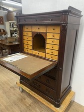 Victorian secretary walnut Antique Victorian Walnut Marquetry Drop-Front Secretary Desk with Mirrored Gallery — listing 2