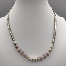 Vintage Puka Shell Heishi Necklace with Sail Pendant and Red Coral Accents — listing 4