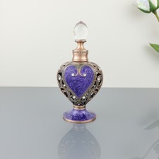 Vintage Cut Glass Vanity Perfume Bottle with Fan-Shaped Ornate Dauber Stopper