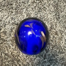 Vintage Blue Pressed Glass Egg-Shaped Trinket Box with Pineapple Motif — listing 5
