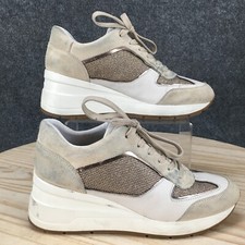 Geox Women's Suede High-Top Wedge Sneaker Boots in Olive/Khaki