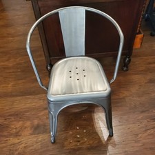Tolix-Style Industrial Metal Café Chair in Galvanized Silver Finish — listing 2