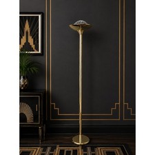 Postmodern Architectural Torchiere Floor Lamp with Sphere & Pedestal Base