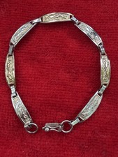 Vintage Two-Tone Textured Panel Link Statement Necklace No marks visible / costume metal — listing 2