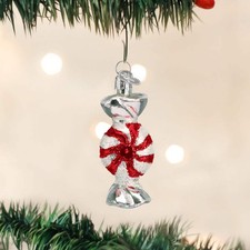 Peppermint Candy Christmas Ornament Set - Red & White Swirl and Striped Shatterproof Ornaments — listing 6