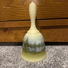 Fenton Custard Uranium Glass Bell with Daisy & Button Pattern, 6 inches — listing 4