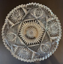 Cut Glass Low Bowl with Diamond and Thumbprint Pattern — listing 3