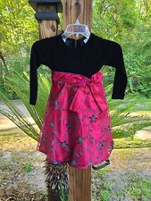 Blueberi Boulevard Girls' Black Velvet Dress with Red Rose Embroidery — listing 3