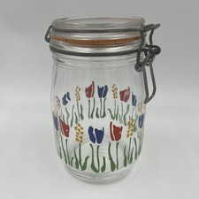 Arc France Glass Bail-Lock Canister Jar with Country Farm Barn Motif — listing 5