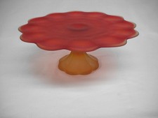 Amberina Frosted Glass Tumbler with Molded Poppy/Wild Rose Floral Design, Yellow/Red Cadmium Glass — listing 6