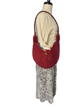Handmade Boho Knit Hobo Bag with Floral Appliqué — listing 3