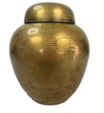 Vintage Hollywood Regency Brass Ginger Jar Table Lamp — listing 5