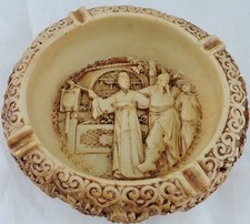 Chinese Cinnabar-Style Carved Resin Vase with Landscape and Figure Scene, approx. 11 inches — listing 4