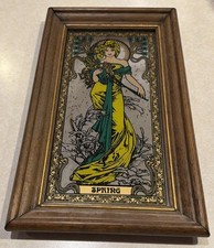 Set of 4 Vintage Four Seasons Landscape Lithograph Prints in White Wood Frames Yes - there's an artist name/title on a