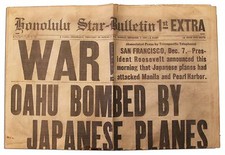 Honolulu Star-Bulletin 1st Extra 'WAR! OAHU BOMBED' December 7, 1941 Pearl Harbor Newspaper — listing 2