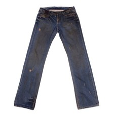 Rick Owens Bootcut Flared Jeans with Painted/Waxed Distressed Finish and Side Zip Gussets
