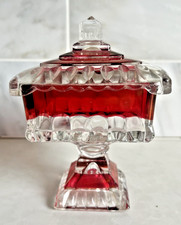 Vintage Clear Pressed Glass Footed Covered Butter or Candy Dish with Rectangular Domed Lid — listing 2