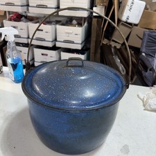 Blue Speckled Enamelware Stockpot Set with Pasta Insert, Steamer Lid & 4 Soup Bowls — listing 6