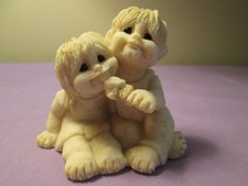 Second Nature Design sad eyes collectible Quarry Kids "Farnsworth" Figurine with Puppy — listing 5