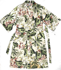 Linea Donatella Women's Ivory Satin Long Robe with Polka Dot Pattern and Lace Trim, Size L — listing 5