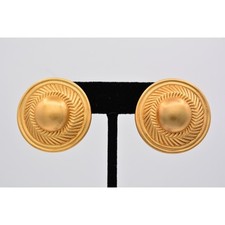 Vintage Monet Gold Tone Wavy Round Disc Clip-On Earrings — listing 4