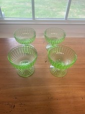 Green Uranium Depression Glass 6 inch Bread & Butter Plate, Block Optic Pattern — listing 6