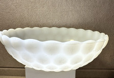 Vintage White Milk Glass Bubble Pattern Bowl with Scalloped Rim — listing 3