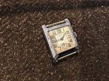 Vintage Art Deco Men's Ring with Emerald-Cut Green Stone in Yellow Gold-Tone Setting — listing 2