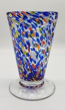 Hand-Blown Green Rim Bubble Glass Goblets, Pair — listing 2