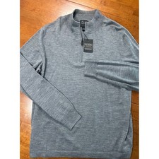 Jos. A. Bank Tailored Fit 100% Merino Wool V-Neck Sweater, Navy, Size L — listing 3