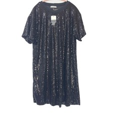 Eloquii Black Sequin Ruffle-Shoulder Midi Cocktail Dress, Size 14 — listing 4