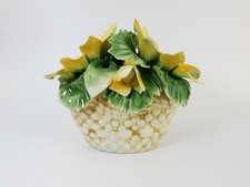 Vintage Italian Handmade Hand-Painted Capodimonte-Style Porcelain Floral Candle Holders, Pair, Pink/Green/Yellow Pastels — listing 3