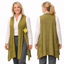 Curio Sleeveless Sweater Vest, Warm-Toned Multi Boucle Knit with Decorative Button — listing 2