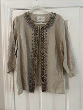 Chico's Olive Green Linen-Blend Zip-Front Jacket with Beaded Embroidery, Size 3 (US 16/18) — listing 6