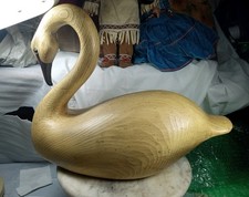 Carved Wood Folk Art Swan/Goose Figure with Metal Legs