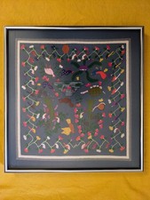 Hmong Hill Tribe Hand-Embroidered 10" x 10" Floral Textile Panel