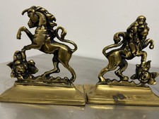 Vintage Brass Lion and Unicorn Heraldic Bookends Pair - Royal Coat of Arms Supporters — listing 5