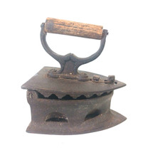 Antique Cast Iron Charcoal Box Sad Iron with Wooden Handle — listing 5