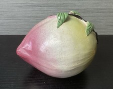 Chinese Hand-Painted Porcelain Fruit Motif Squared Bowl with Gilt Trim