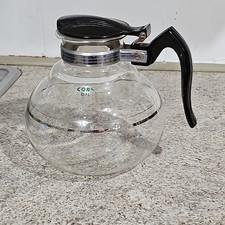 Vintage Glass Coffee Carafe with Ornate Chrome Handle and Pierced Collar — listing 6