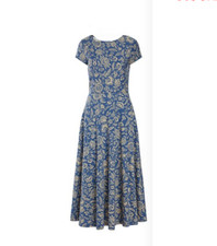Chaps Blue Floral Faux-Wrap Ruched Sheath Dress, Size XL — listing 2