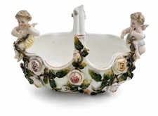 German Porcelain Cherub Figural Cornucopia Vase with Applied Flowers — listing 4