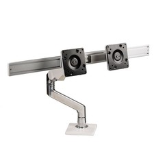 Humanscale M8 Monitor Arm, Polished Aluminum with White Trim