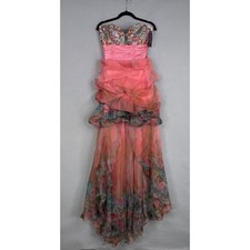 Jovani Hot Pink Satin Formal Gown with Rhinestone Cutout Back, Size 6, listing 3