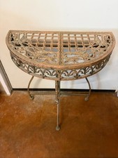 Ornate Wrought Iron Scrollwork Table Lamp with Pleated Drum Shade