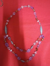 Vintage Long Multicolor Glass Bead Necklace Double Strand — listing 3