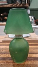 Antique Green Depression Glass Kerosene Oil Lamp with Clear Chimney — listing 5