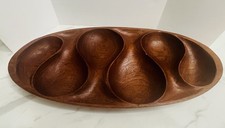 Vintage Wood Frame Serving Tray with Enamel/Formica Insert and Cutout Handles — listing 5