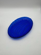 Cobalt Blue Depression-Style Glass Covered Butter Dish with Plaid/Criss-Cross Pattern — listing 3